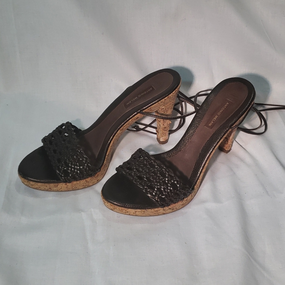 Antonio Melani cork heal sexy high heel sandal